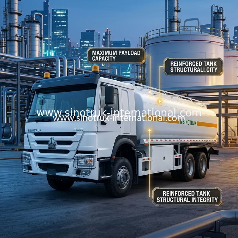 Sinotruk Howo 20CBM Tankwagen mit 10 Rädern 340 PS 6 × 4 Mehrfachfachraum