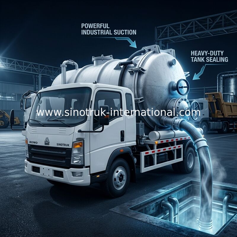 4*2 Antrieb HOWO Abwassersaugwagen: 6m³ Tank, 160 PS, 8.00R20 Reifen, Leichter Abwassersaugwagen, Effizientes Sanitärfahrzeug