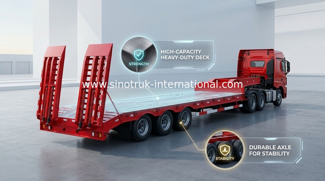 Niedrige des Bett-Achsen halb Anhänger-LKW-3 80 Tonnen 17m für ladende Bau-Maschine
