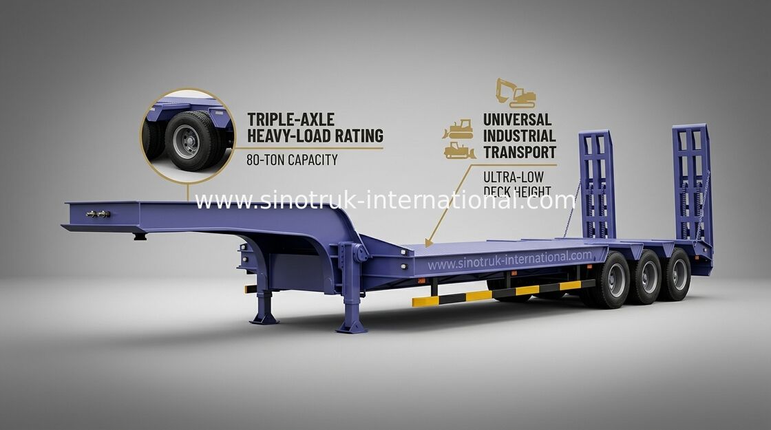 Niedrig-Bett halb Achsen 60Tons 15m des Anhänger-LKW-3 für tragende Baumaschine