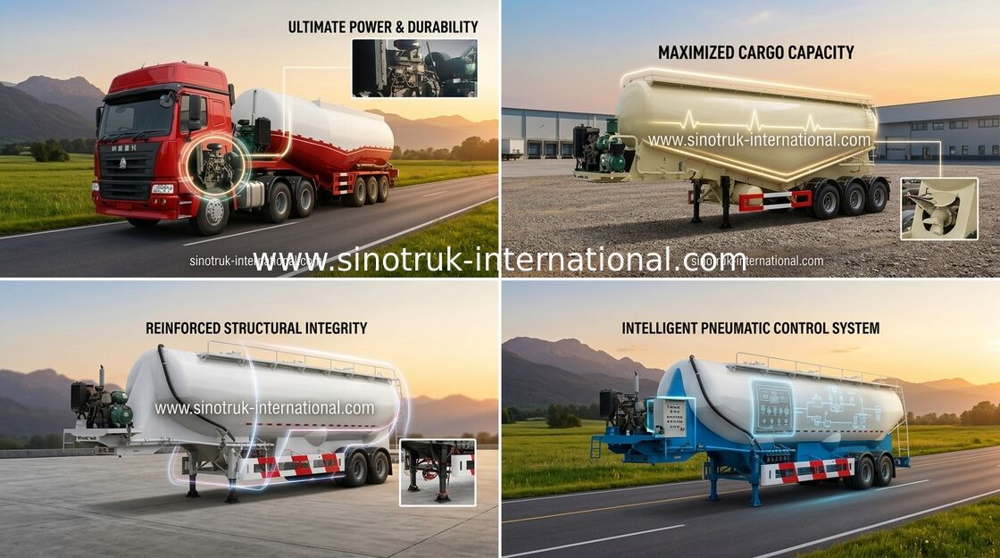 Achse SINOTRUK 3 48500 Liter Massenzement-Behälter-halb Anhänger-LKW-50 - 80 Tonne Belastbarkeit