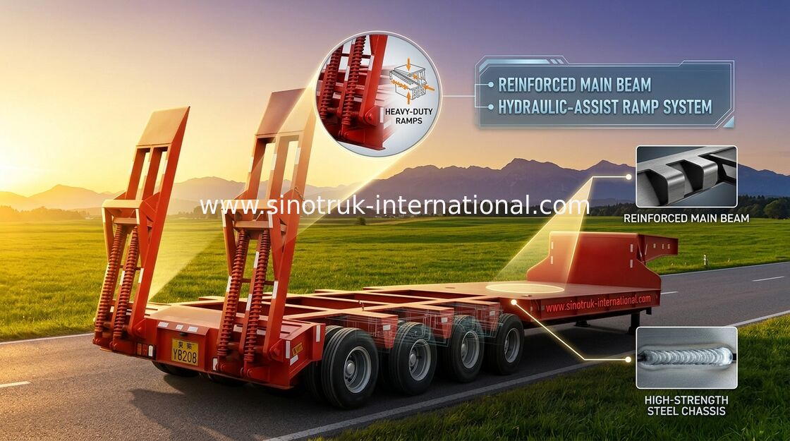 Niedrig-Bett halb Achsen 70Tons 17m des Anhänger-LKW-3 für ladende Baumaschine