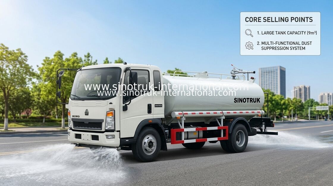 Sprühstrecke des SINOTRUK-Leichtwasser-Tankwagen-LHD 5-8CBM weit