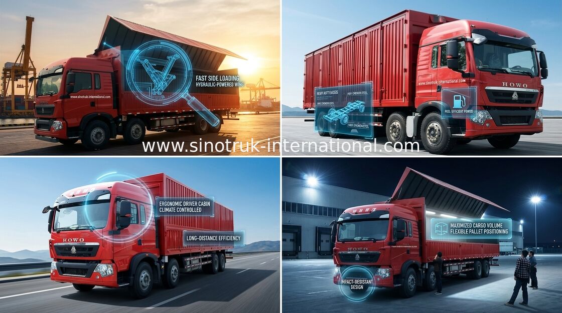 SINOTRUK HOWO T5G Wing Van Cargo Truck 8X4 12 dreht LHD-MANN Maschine Euro4 336HP