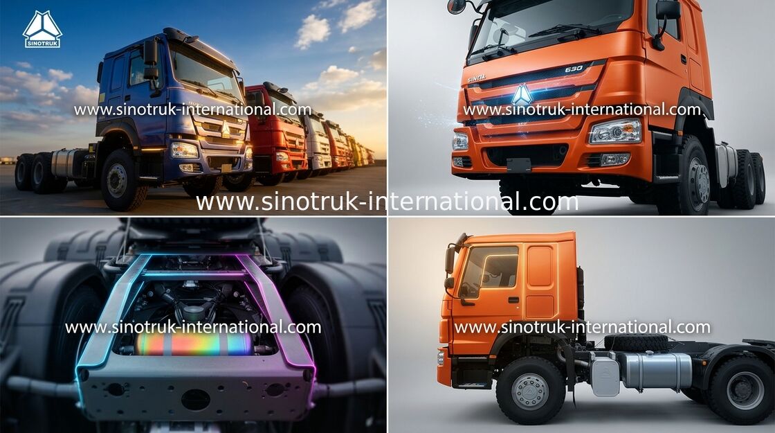 HOWO-Zeichenkopf-Traktor-LKW LHD 6x4 371HP sondern Liegeplatz-Kabinen-Luft-Suspendierung aus