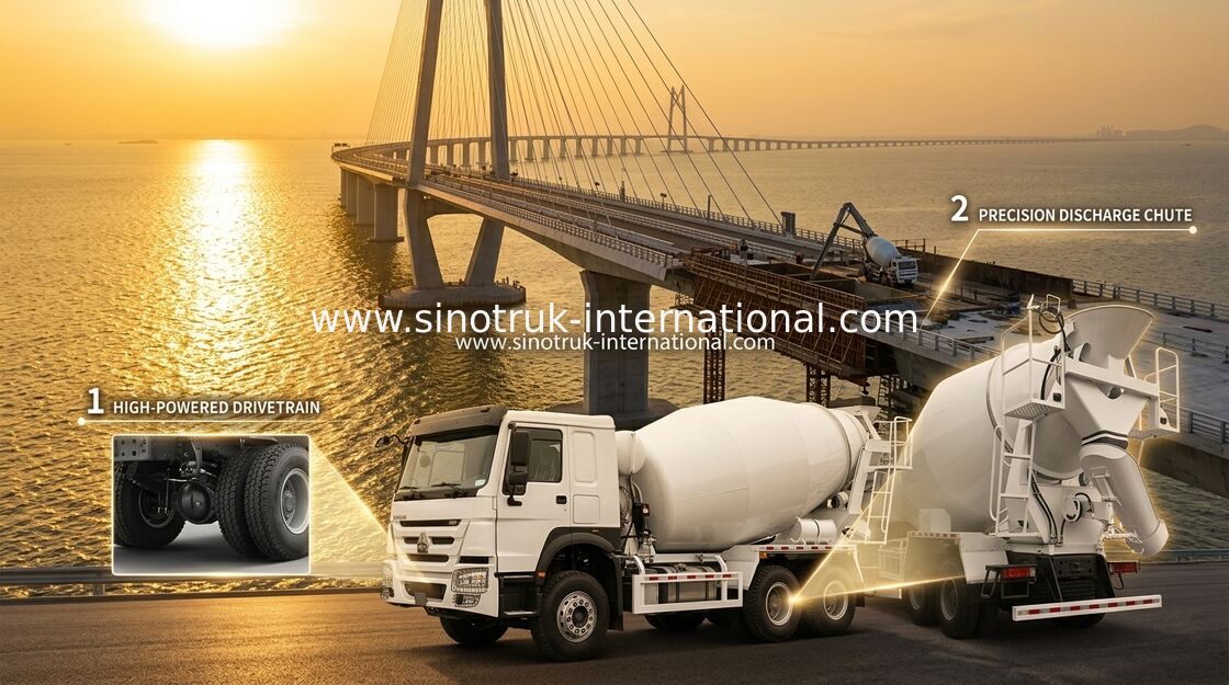 Sinotruk Howo Betonmischfahrzeug 380 PS 6-10CBM 6 X 4 Euro 2 Mischanlage RHD