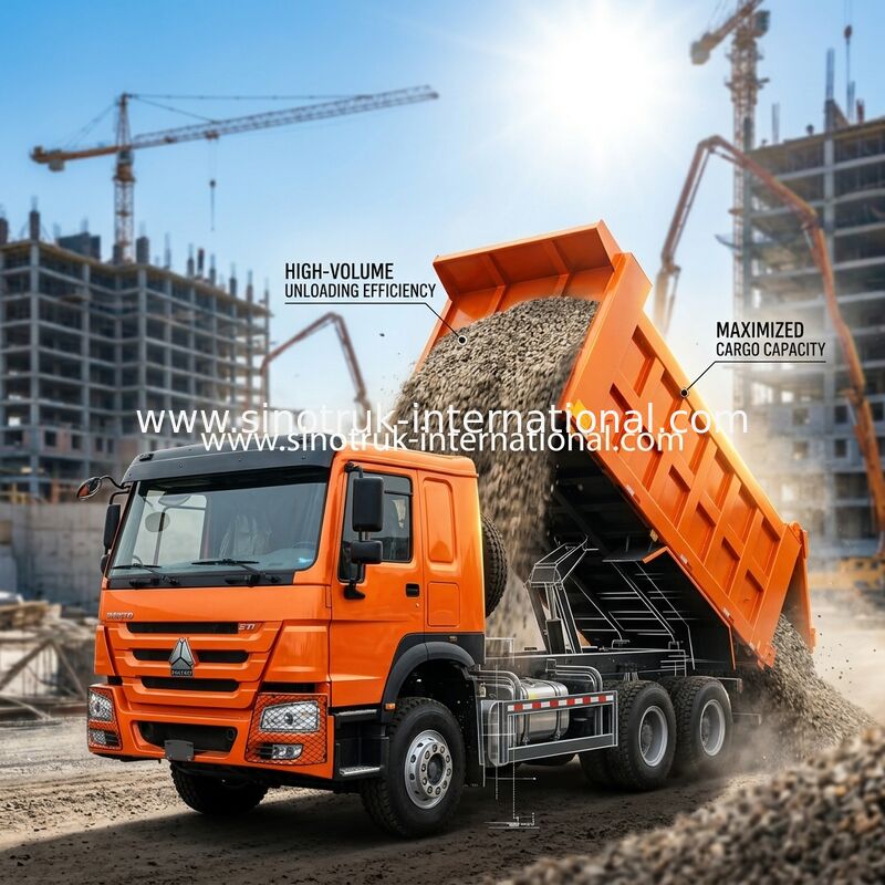 371HP 6x4 Dump Truck 20.01CBM Nutzlastbeherrschung für die Effizienz von Schwerlast