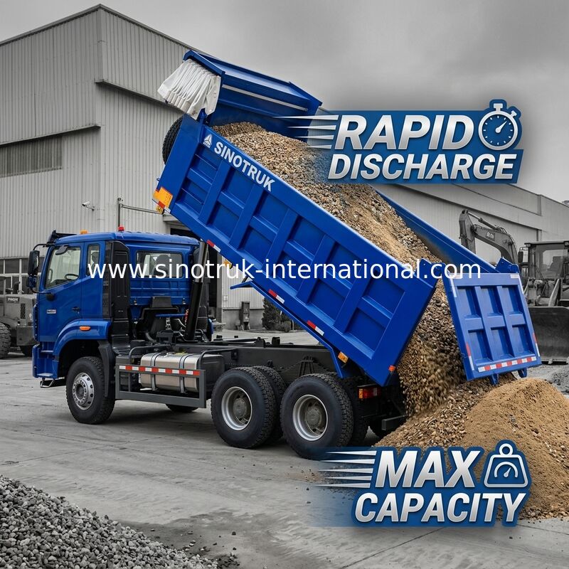 Kraftvoller, vielseitiger HOWO 6x4 380 PS blauer Dump Truck mit 20CBM Quadratkargobox und wasserdichtem Tarp Flip Cove