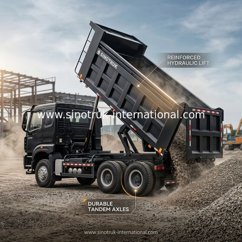 HOWO NX 380HP RHD Schwarzer Kipper-Dump Truck mit Tarpaulin-Klappe