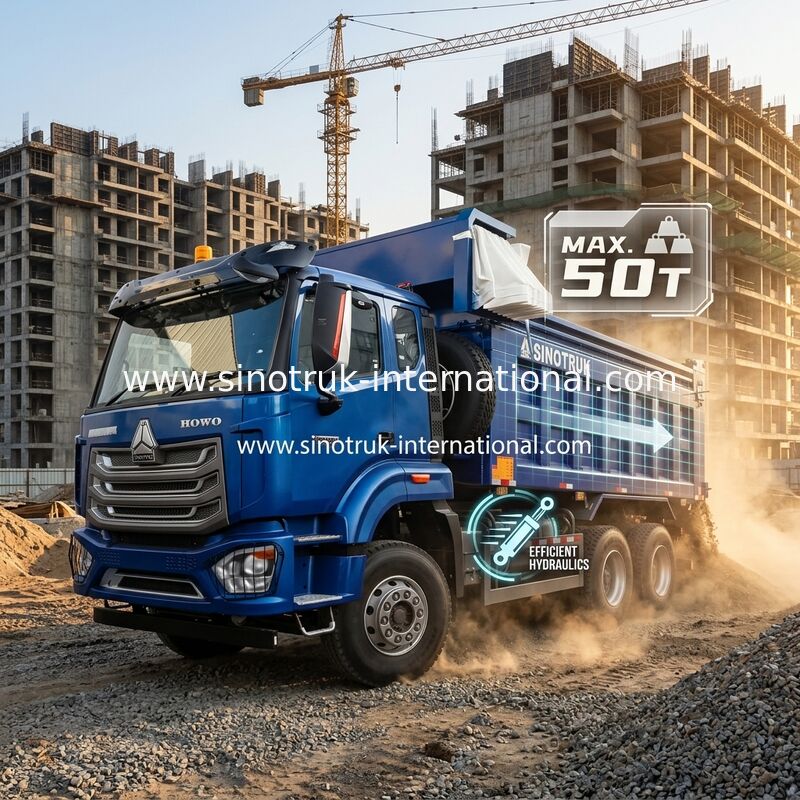 SINOTRUK HOHAN NEW HOWO 30 - 40 Tonnen RHD 10 Räder Plane für den Bau Blau hocheffizientes Heben und Entladen