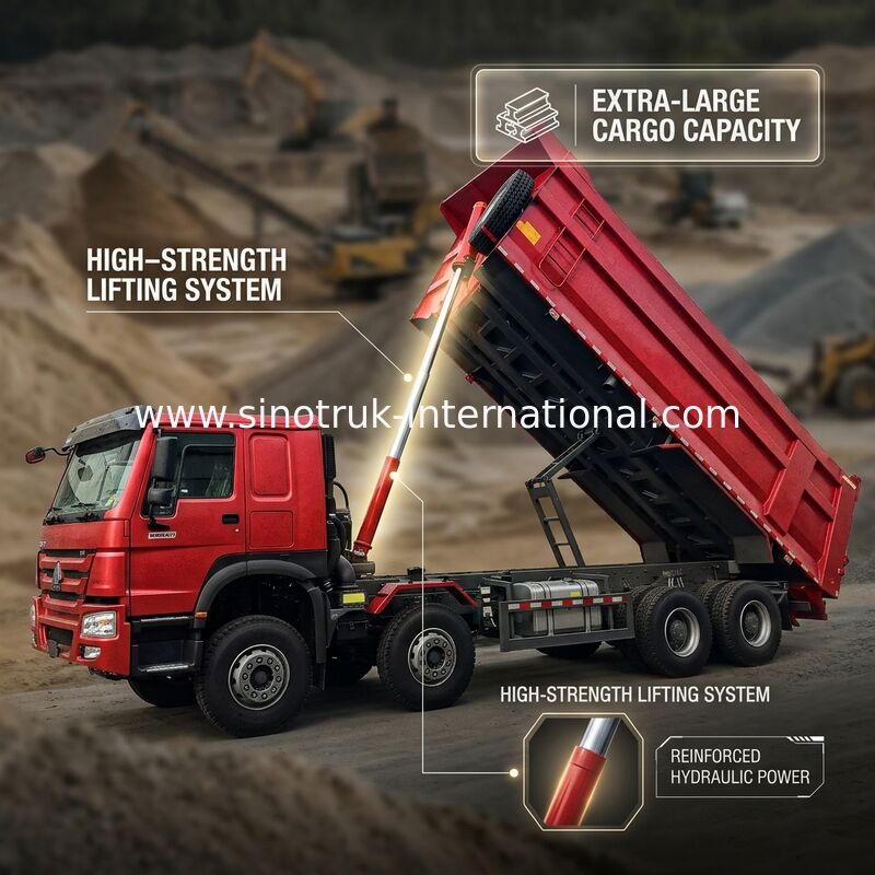 HOWO 12 Räder Sinotruk 8X4 Dump Truck 400 PS für den Bergbau LHD U-Typ Container