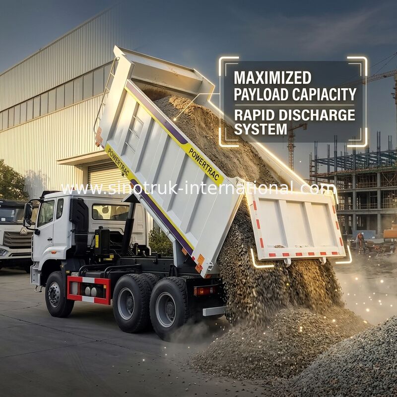 Sinotruk Howo / Hohan 6×4 Tipper Dump Truck 10 Räder Rechteckiger Ladekörper 20CBM Weiße Farbe