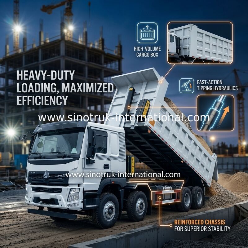 SINOTRUK HOWO 380 PS Kipper Dump Truck 12 Räder LHD 31 Tonnen 20-30CBM V7-X Kabine