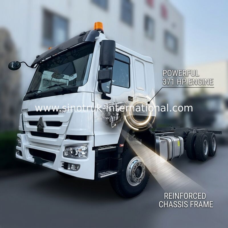 SINOTRUK HOWO Lkw-Chassis SINOTRUK Motor371HP 6 × 4 RHD mit Warnlicht verwendet in Dump Truck Fracht Truck Wasser Truck