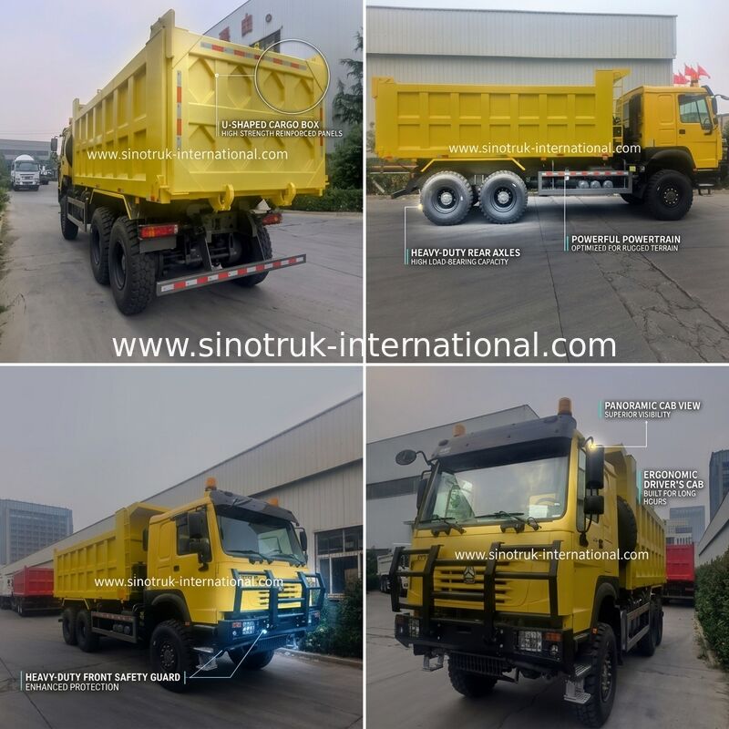 Sinotruk Howo Kipper Dump Truck 6 × 6 Allradantrieb mit 14,00R20 Einreifen 380 PS