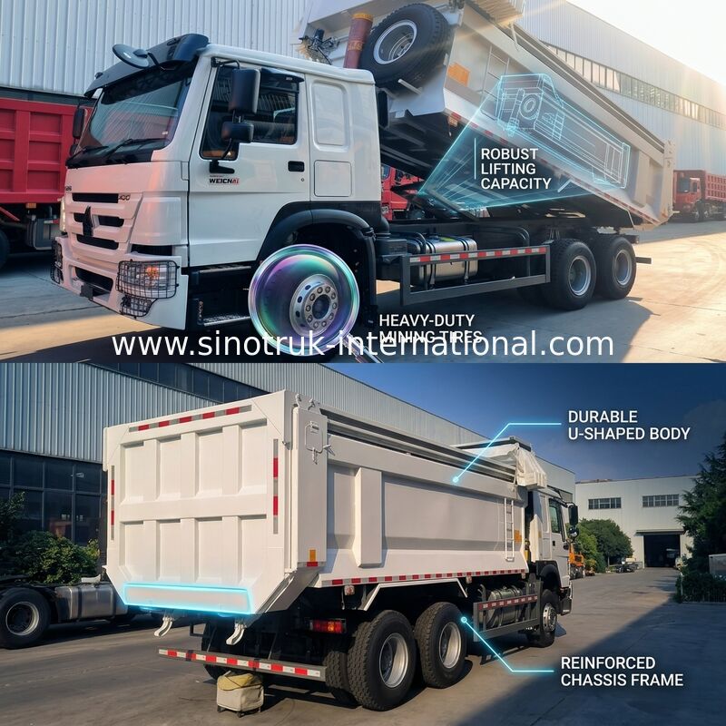 Sinotruk Howo Tipper Dump Truck 400 PS 6 × 4 U-Form Tray mit automatischer Plane