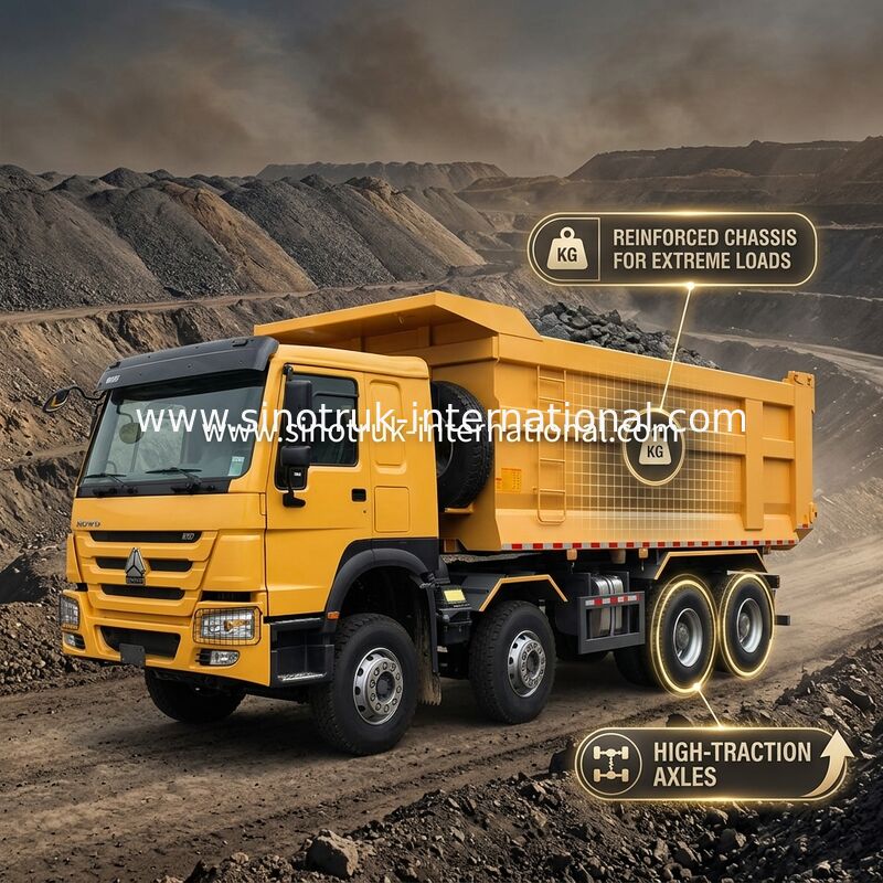 Sinotruk Howo Kipper Dump Truck 8 × 4 Lhd 12 Räder U-Form Tipper Körper Euro 2