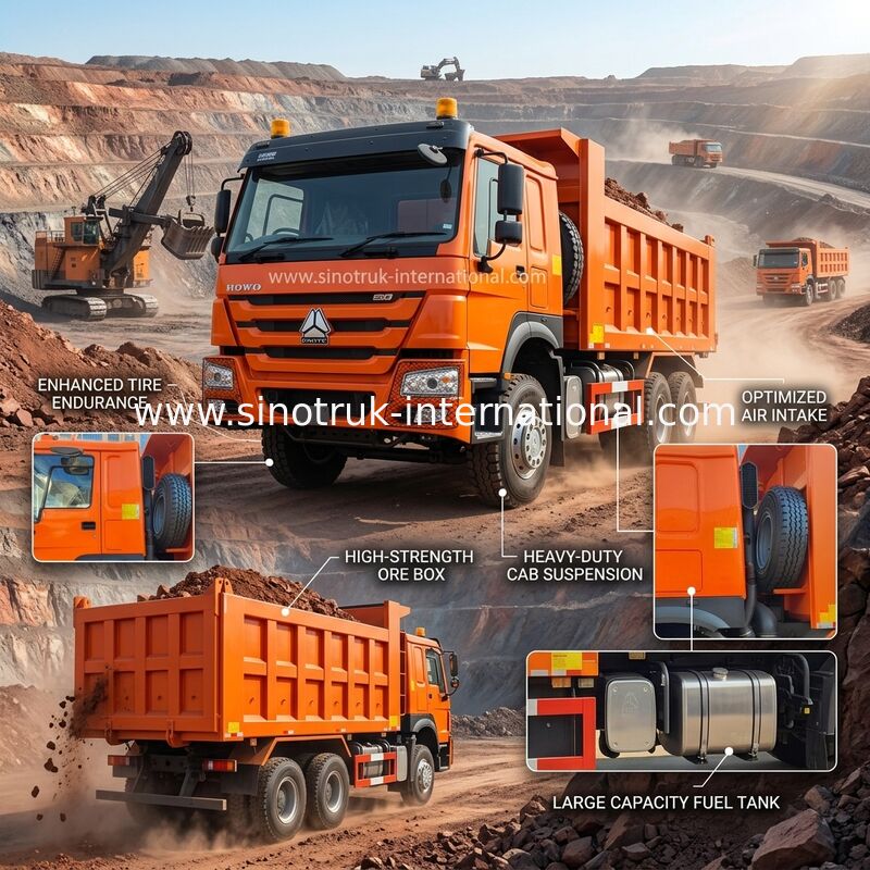 400 PS Orange HOWO Kipper Truck RHD 6×4 10 Räder hohe Leistung