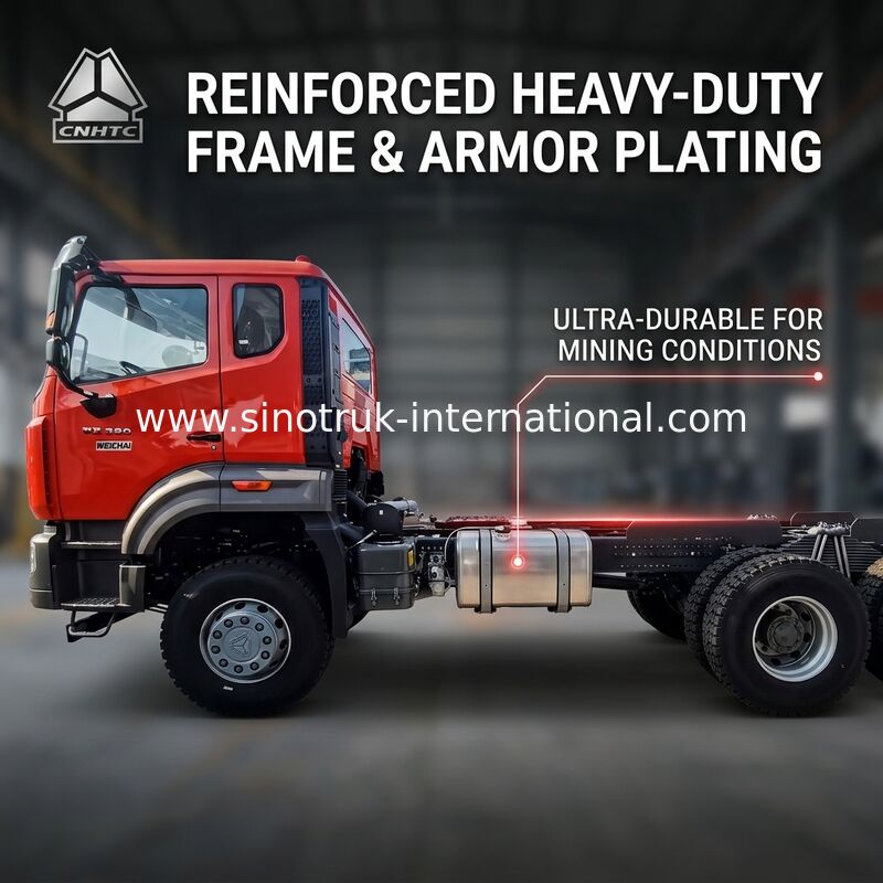 Sinotruk New Howo Tipper Dump Truck Chassis Weichai Motor 6 × 4 LHD Orange Farbe