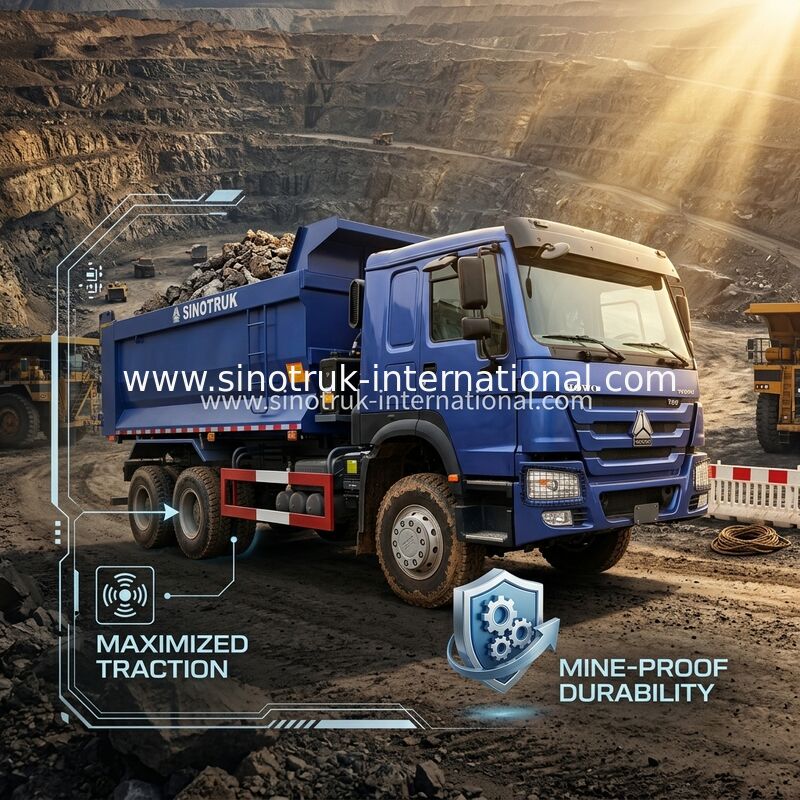 Vollantrieb Niedriger Kraftstoffverbrauch 380 PS Blau HOWO Tipper Truck RHD 6×6 10 Räder