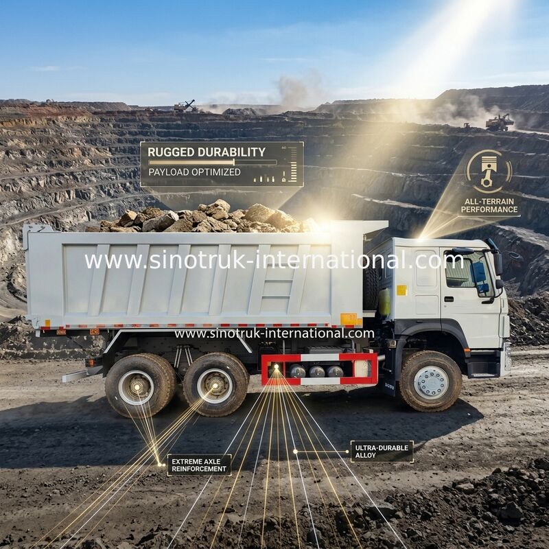 RHD 6×6 10Räder Weiß HOWO Kipper Truck Vollantrieb Hochstärke 380 PS