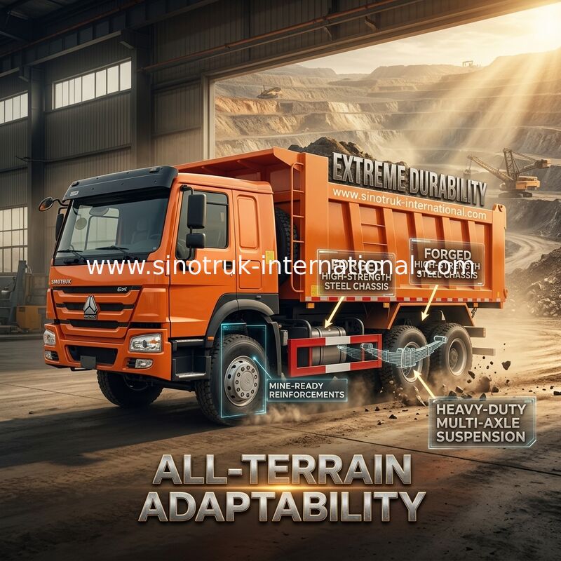 Sinotruk Howo Tipper Dump Truck Weichai 380 PS 6 × 4 5200 - 5800 mm für den Export