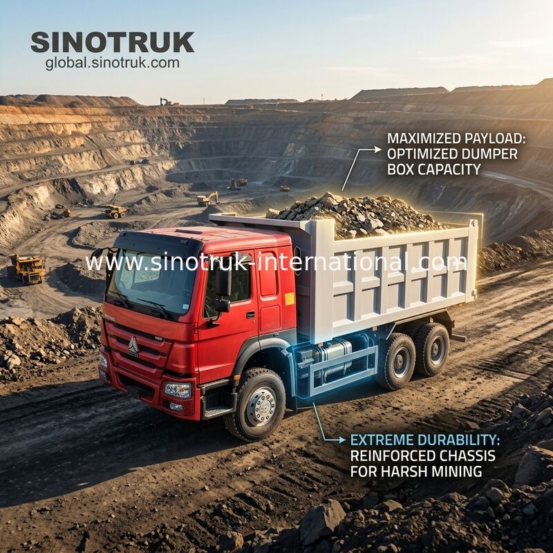 Sinotruk Howo Kipper Dump Truck 400 PS 6 × 4 20CBM Frontlifting Hydraulischer Zylinder