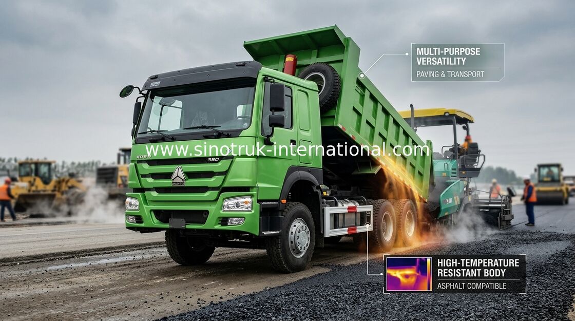 Kipper-Kipplaster 12 der grüne Farbfahrgestelle-371HP dreht LHD 60 - 70 Tonnen 28CBM