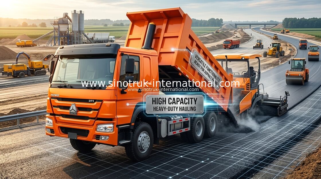 Orange Kipplaster 371 Sinotruk Howo hohe Belastbarkeit HPs 12 Rad-LHD