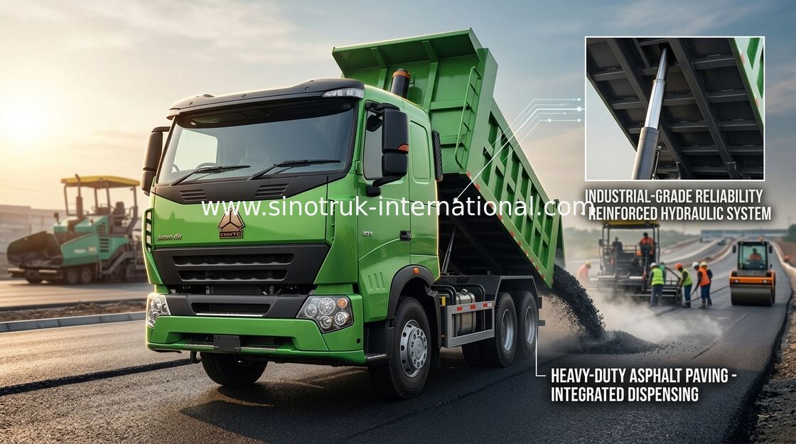 HOWO A7 30 - 40 Tonnen des Kipper-Kipplaster-RHD 6X4 Luft-Suspendierungs-Zitronen-grüne Farbe-