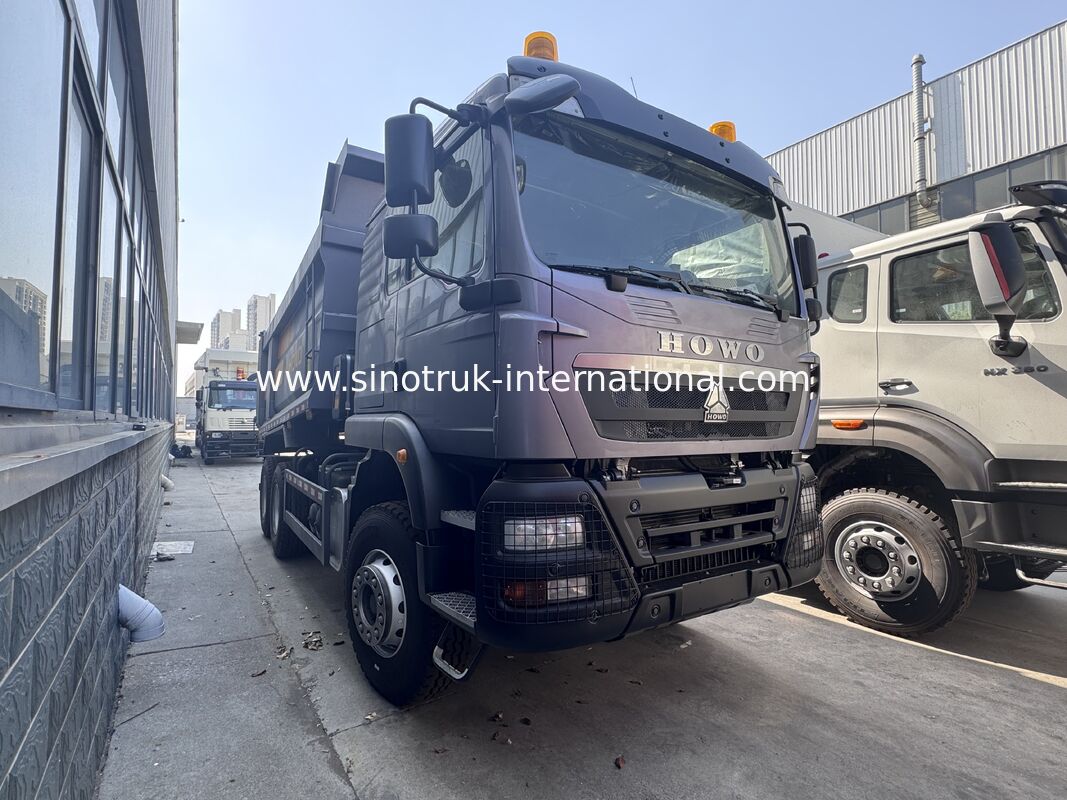 SINOTRUK HOWO TX Modell 371HP LHD Kipper Dump Truck 6X4 mit Warnlichtern U-Typ Grau Farbe