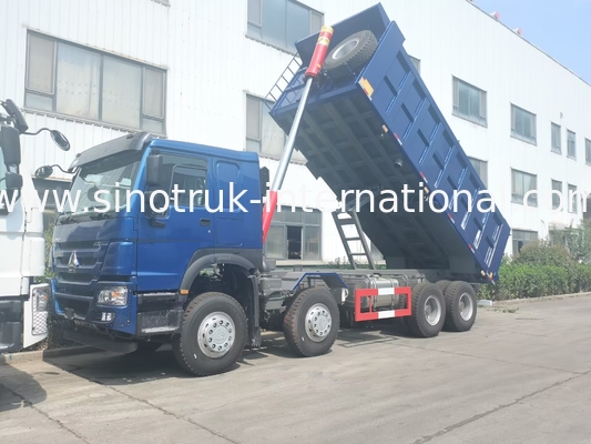 Blauer Kipplaster SINOTRUK HOWO LHD 12wheels 8X4 400HP für Bergbau Front Lifting 50Tons