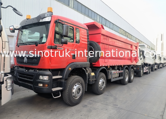 Sinotruk Howo Tipper Dump Truck Tx 400 PS Euro 2 8 × 4 Lhd U-Form Frachtbox Rot