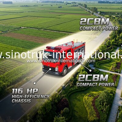 2CBM 4X2 116 PS Feuerwehrfahrzeug Landwirtschaftliche Feuerwehrfahrzeug für Landschaftsgestaltung