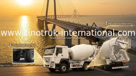 Sinotruk Howo Betonmischfahrzeug 380 PS 6-10CBM 6 X 4 Euro 2 Mischanlage RHD