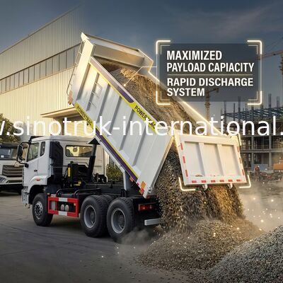 Sinotruk Howo / Hohan 6×4 Tipper Dump Truck 10 Räder Rechteckiger Ladekörper 20CBM Weiße Farbe