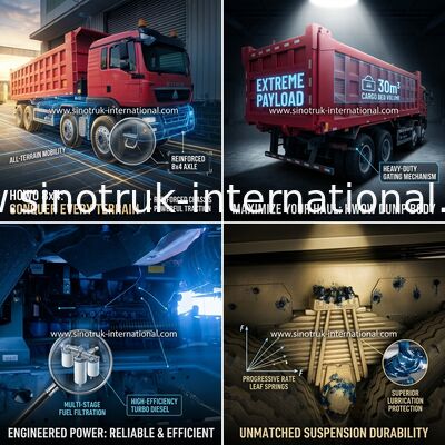 Sinotruk Howo Kipper Dump Truck Tx 400 PS Euro 2 8 × 4 Lhd 12 Räder Rot