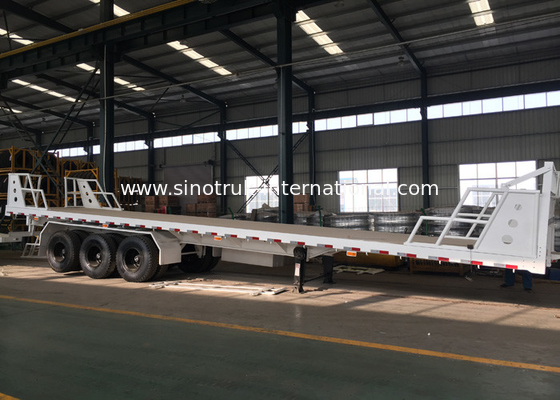 Achsen-Behälter-halb LKW-Flachbettauflieger Mangan-Stahl-3, der schwere Waren transportiert